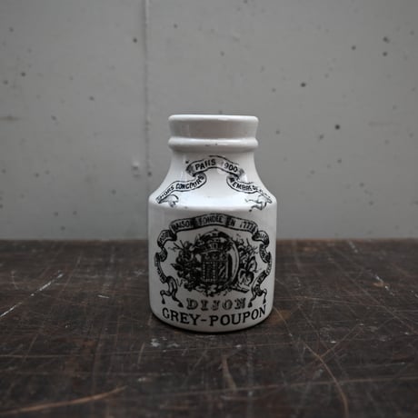 SARREGUEMINES&DIGOIN GREY POUPON Mustard pot / フランス アンティーク ディゴワン・サルグミンヌ 古いマスタードポット 小