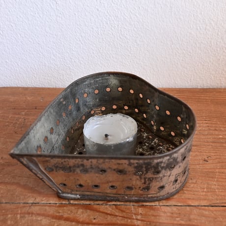 France Old Tin Cheese mold  / フランス 古い フランスのチーズ作りの古いハート型モールド A