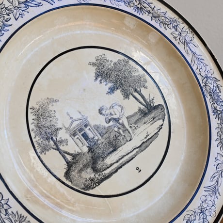France Antique Choisy le roi  Plate/ フランス アンティーク ショワジールロワ グリザイユ 天使？のプレート