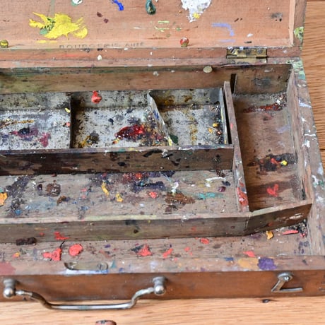 France Antique Wooden paint box / フランス アンティーク 木製の絵具箱