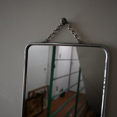 France Metal frame Mirror / フランス 古いメタルフレームウォールミラー（チェーン付き） B