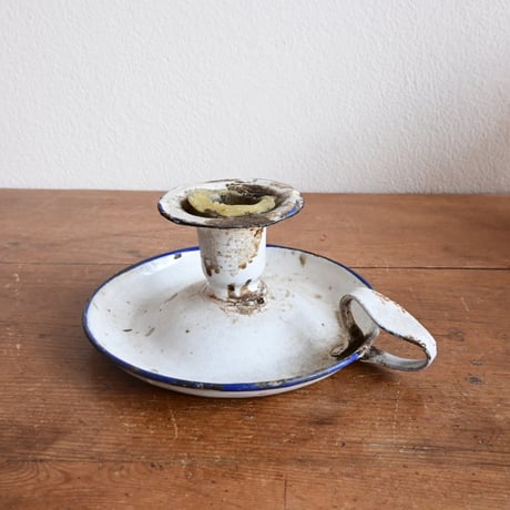 France Antique Enamel Candlestick Holder  / フランス アンティーク 琺瑯キャンドルホルダー