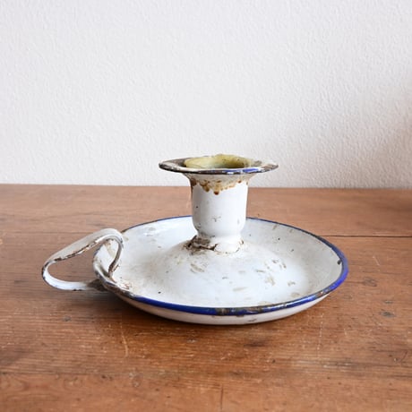 France Antique Enamel Candlestick Holder  / フランス アンティーク 琺瑯キャンドルホルダー