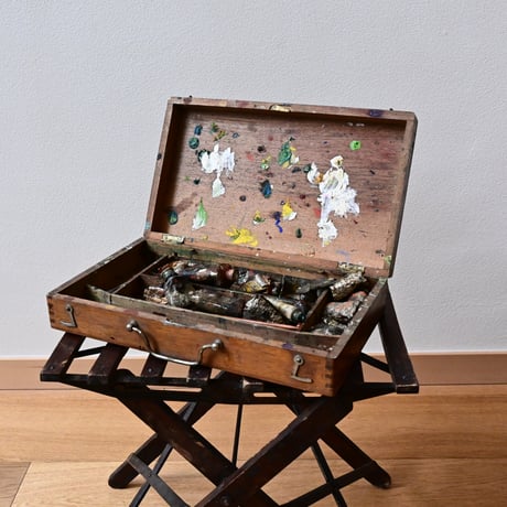 France Antique Wooden paint box / フランス アンティーク 木製の絵具箱