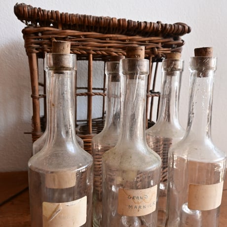 France Antique  Bottle＆Basket / フランス アンティーク 炭鉱労働者のためのボトルとかご