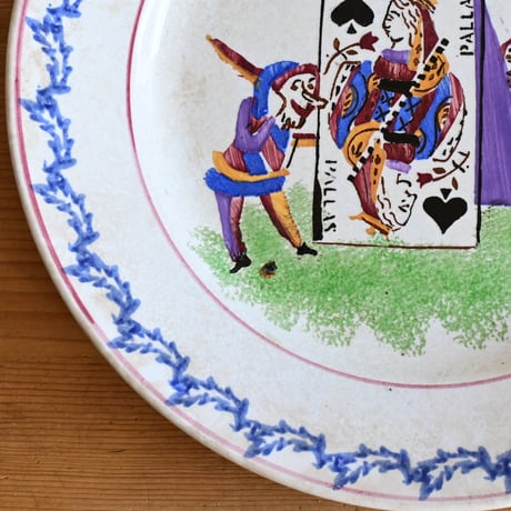 France Antique SARREGUEMINES  / フランス  サルグミンヌ窯 トランプクイーンと小人 A
