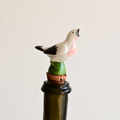 フランス 陶器の鳥型ボトルストッパー D