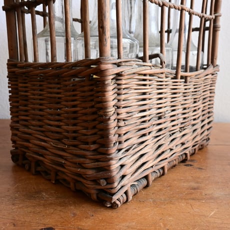 France Antique  Bottle＆Basket / フランス アンティーク 炭鉱労働者のためのボトルとかご