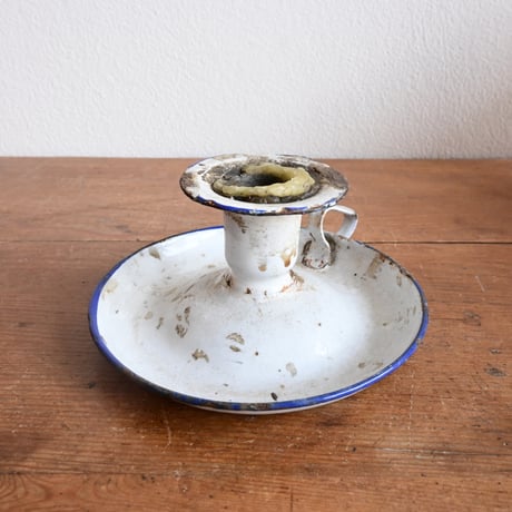 France Antique Enamel Candlestick Holder  / フランス アンティーク 琺瑯キャンドルホルダー