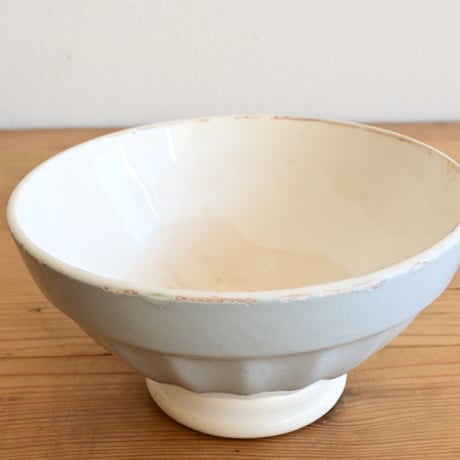 France Antique Cafe Bowl "Digoin&Sarreguemines" / フランス  面取りカフェオレボウル ”ディゴワン＆サルグミンヌ”  ブルーグレー