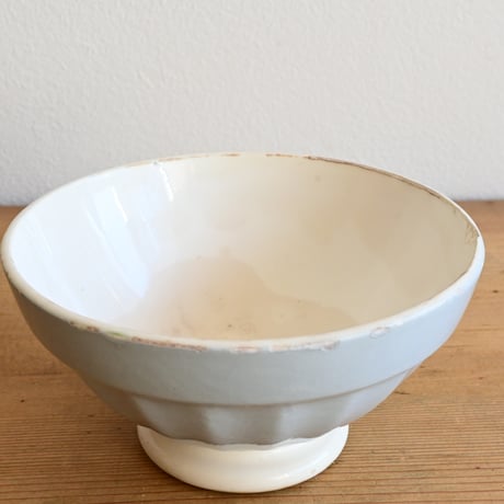 France Antique Cafe Bowl "Digoin&Sarreguemines" / フランス  面取りカフェオレボウル ”ディゴワン＆サルグミンヌ”  ブルーグレー