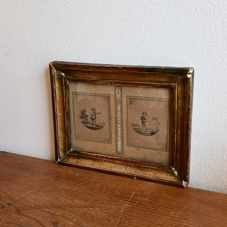 France Antique Angel Framed / フランス アンティーク 子供の天使の額装