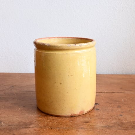 France Antique Confiture Pot Yellow Glaze / フランス アンティーク 南仏の黄釉のコンフィチュールポット NOVIA刻印 中