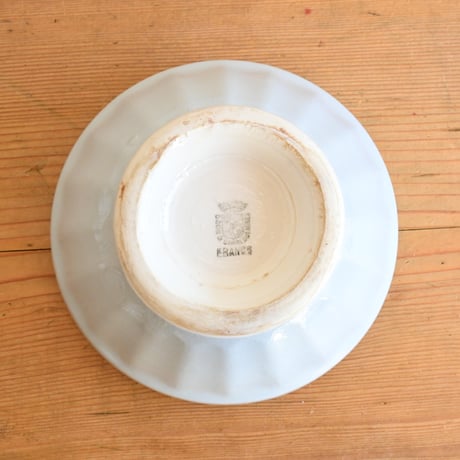 France Antique Cafe Bowl "Digoin&Sarreguemines" / フランス  面取りカフェオレボウル ”ディゴワン＆サルグミンヌ”  ブルーグレー