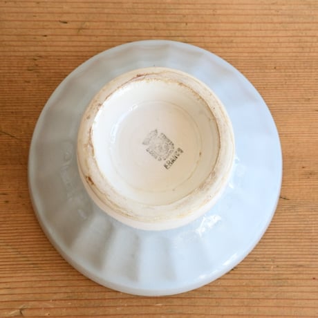France Antique Cafe Bowl "Digoin&Sarreguemines" / フランス  面取りカフェオレボウル ”ディゴワン＆サルグミンヌ”  ブルーグレー