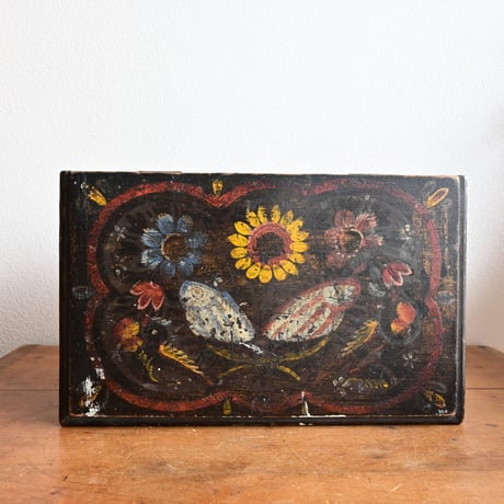 France Antique Wood Box  / フランス アンティーク 手描き絵の木箱