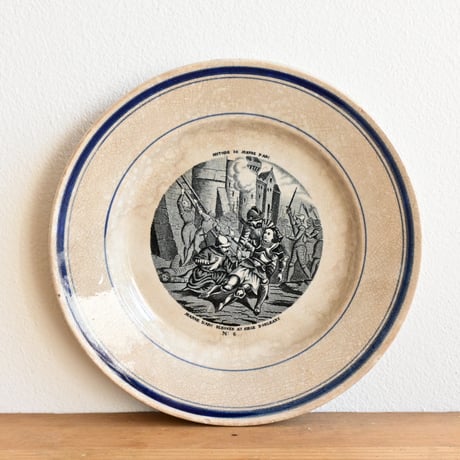 France Antique GIEN histoire de Jeanne d'Arc n°6 / フランス ジアン窯 ジャンヌダルク物語皿 n°6