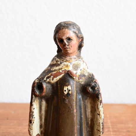 France Antique Wood Icon  / フランス アンティーク 木彫彩色の聖人像