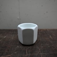 FRANCE OLD HAUTE PORCELAINE YALACTA / フランス  古い六角形のヨーグルトカップ 白磁 面取 コップ