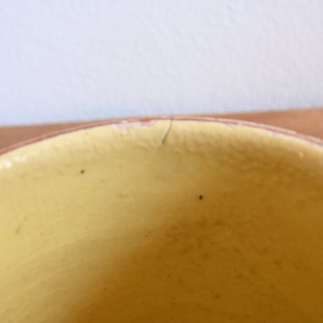 France Antique Confiture Pot Yellow Glaze / フランス アンティーク 南仏の黄釉のラベル付きコンフィチュールポット