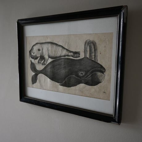 France Baleine Print / フランス クジラとセイウチの銅版画