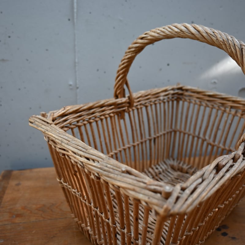 France wood basket Paniers / フランス 古いスクエア型のパニエ バ