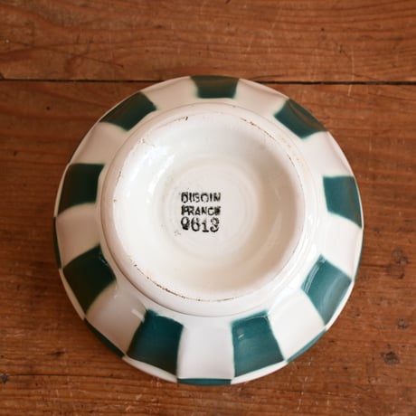 France Antique Cafe Bowl "DIGOIN" / フランス  カフェオレボウル 緑の市松模様