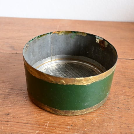France Tin Can Objet / フランス 緑のブリキの筒 φ:8.5cm
