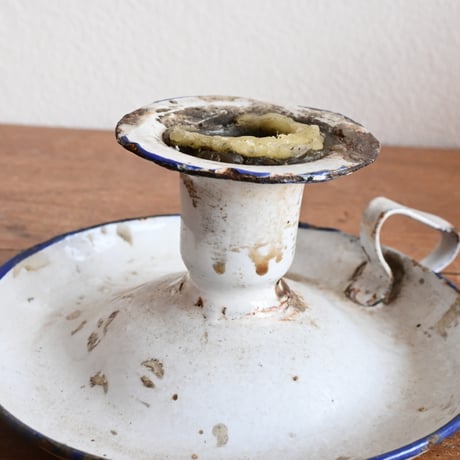 France Antique Enamel Candlestick Holder  / フランス アンティーク 琺瑯キャンドルホルダー
