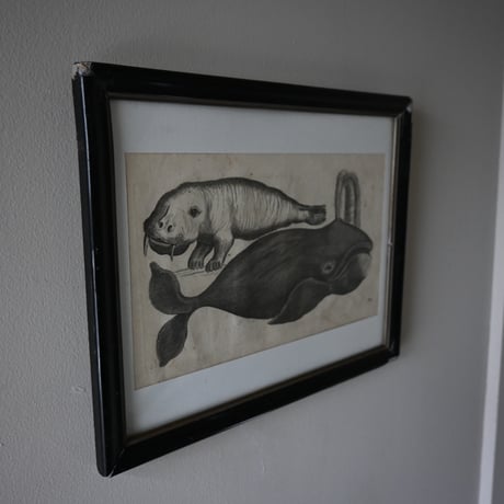 France Baleine Print / フランス クジラとセイウチの銅版画