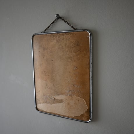 France Metal frame Mirror / フランス 古いメタルフレームウォールミラー（チェーン付き）A