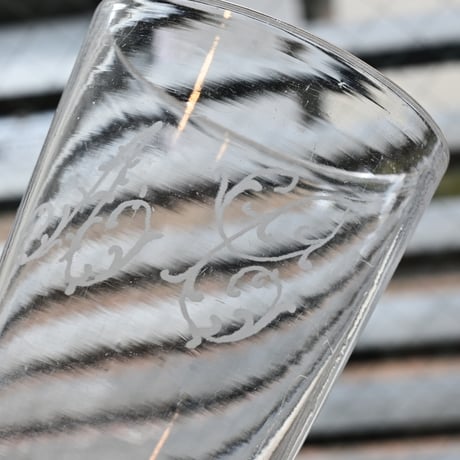 France Antique   Etching Glass / フランス アンティーク エッチングが施されたクリスタルグラス