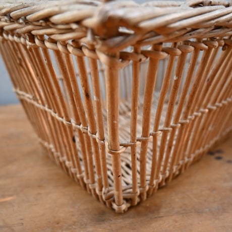 France wood basket Paniers　/ フランス 古いスクエア型のパニエ バスケット かご