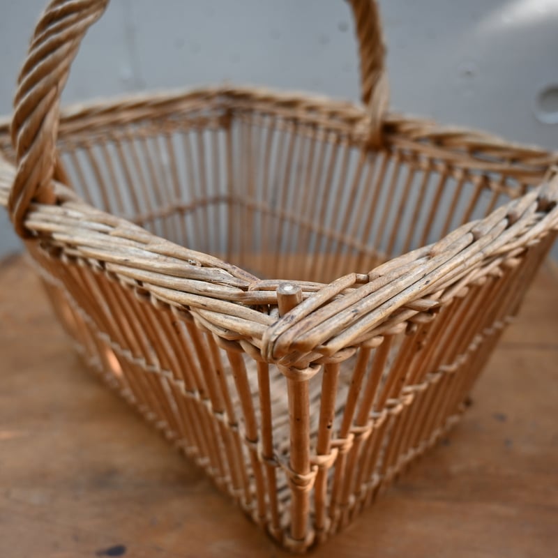 France wood basket Paniers / フランス 古いスクエア型のパニエ バ