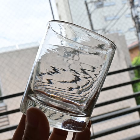 FRANCE Antique Round Glass  / フランス アンティーク トロンプルイユの円柱型グラス