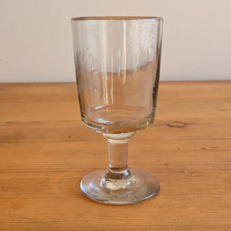 FRANCE Antique Wine Glass  / フランス アンティーク 筒型のエッチングビストロワイングラス