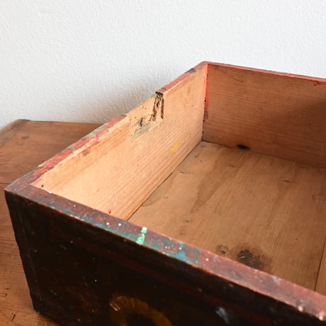 France Antique Wood Box  / フランス アンティーク 手描き絵の木箱