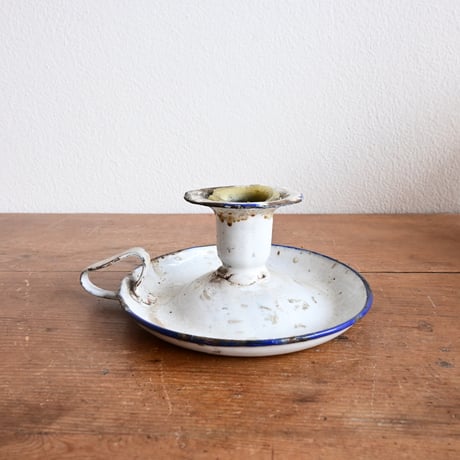France Antique Enamel Candlestick Holder  / フランス アンティーク 琺瑯キャンドルホルダー