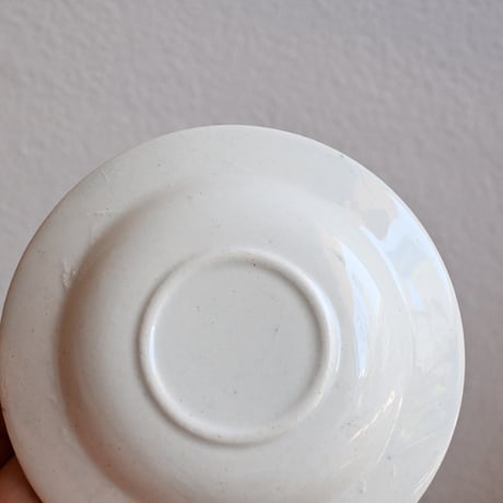 France Old Kids Pottery  / フランス アンティーク 緑の花柄のままごと皿 B
