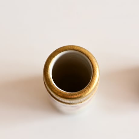 フランス  陶器と真鍮の調味料入れ