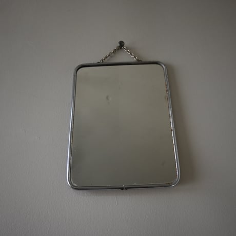 France Metal frame Mirror / フランス 古いメタルフレームウォールミラー（チェーン付き） B