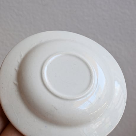 France Old Kids Pottery  / フランス アンティーク 緑の花柄のままごと皿 B