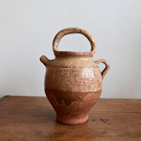 France Antique Pichet Yellow Glaze  / フランス アンティーク 南仏の黄釉の水差し