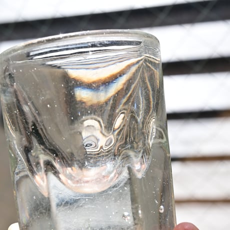 France Antique Shot Glass / フランス アンティーク トロンプルイユの6面取のショットグラス H:7.3cm