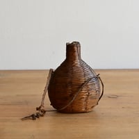 フランス アンティーク 籐巻きガラスボトル