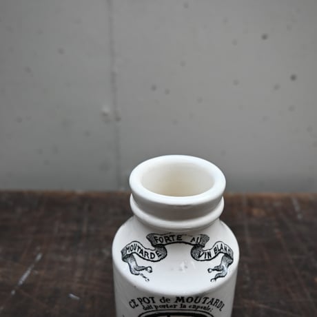 SARREGUEMINES&DIGOIN GREY POUPON Mustard pot / フランス アンティーク ディゴワン・サルグミンヌ 古いマスタードポット 小