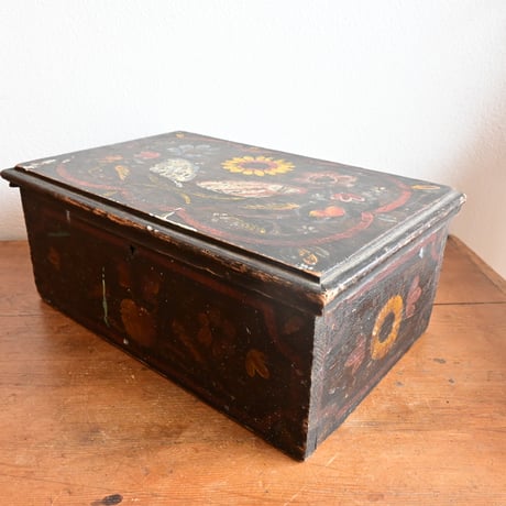 France Antique Wood Box  / フランス アンティーク 手描き絵の木箱