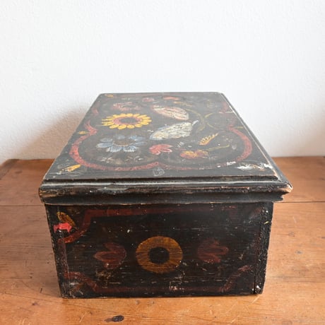 France Antique Wood Box  / フランス アンティーク 手描き絵の木箱