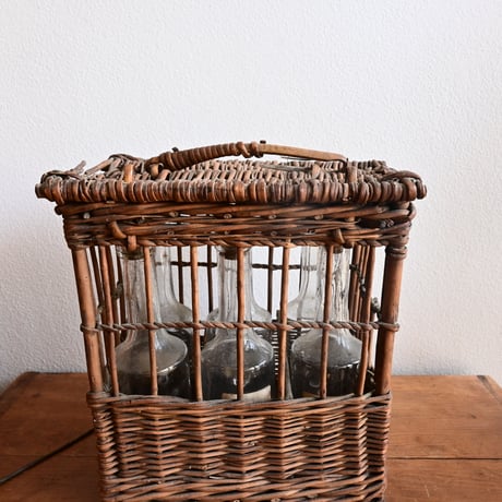France Antique  Bottle＆Basket / フランス アンティーク 炭鉱労働者のためのボトルとかご