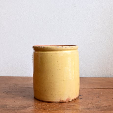 France Antique Confiture Pot Yellow Glaze / フランス アンティーク 南仏の黄釉のコンフィチュールポット NOVIA刻印 中